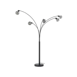 Lindby vloerlamp Braccio, grijs/zwart, glas, 5-lamps, 204,5cm