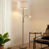 Lindby vloerlamp Colima, grijs, stof, leeslamp, 170cm