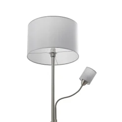 Lindby vloerlamp Colima, grijs, stof, leeslamp, 170cm