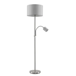 Lindby vloerlamp Colima, grijs, stof, leeslamp, 170cm