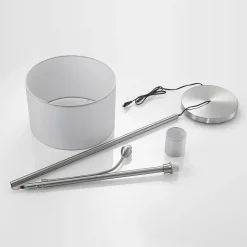 Lindby vloerlamp Colima, grijs, stof, leeslamp, 170cm