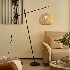 Lindby vloerlamp Dabila, bamboe, 165 cm hoog, E27