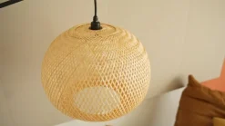 Lindby vloerlamp Dabila, bamboe, 165 cm hoog, E27