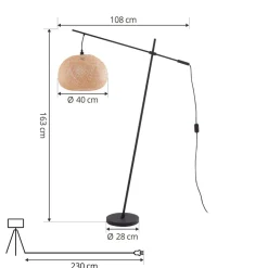 Lindby vloerlamp Dabila, bamboe, 165 cm hoog, E27