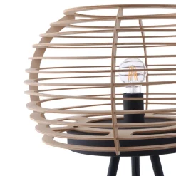 Lindby vloerlamp Ediz, zwart, hout, 159 cm hoog, E27