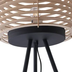 Lindby vloerlamp Ediz, zwart, hout, 159 cm hoog, E27