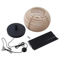 Lindby vloerlamp Ediz, zwart, hout, 159 cm hoog, E27