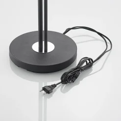 Lindby vloerlamp Efalia, zwart/goud, textiel, leeslampje