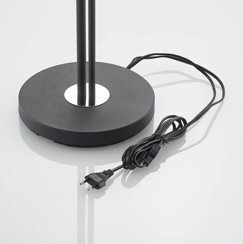 Lindby vloerlamp Efalia, zwart/goud, textiel, leeslampje