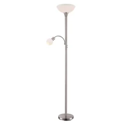 Lindby vloerlamp Elaina, 180 cm, nikkelkleurig, leeslampje
