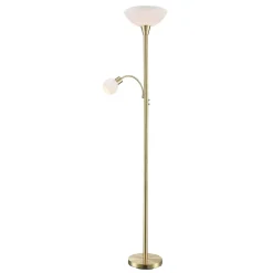 Lindby vloerlamp Elaina, leeslampje, messingkleurig, 183cm E27
