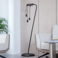 Lindby vloerlamp Elira, zwart, metaal, 150 cm hoog, E27