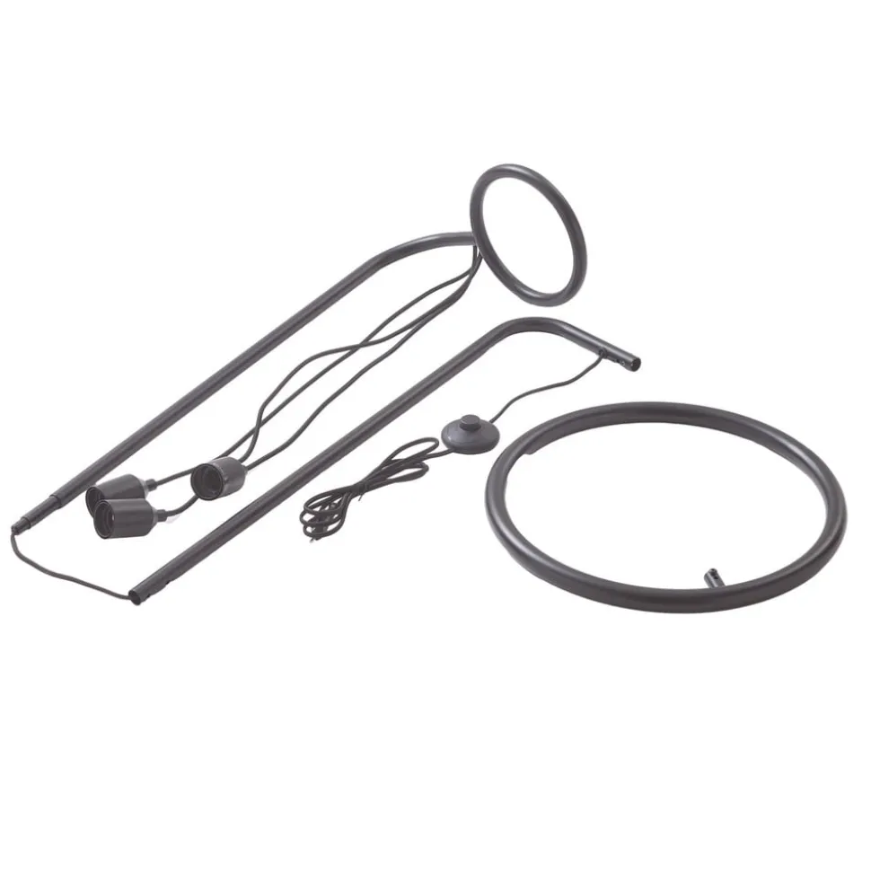 Lindby vloerlamp Elira, zwart, metaal, 150 cm hoog, E27