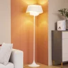 Lindby vloerlamp Eryndor, wit, textiel, Ø 47 cm, E27