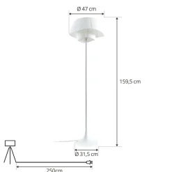 Lindby vloerlamp Eryndor, wit, textiel, Ø 47 cm, E27