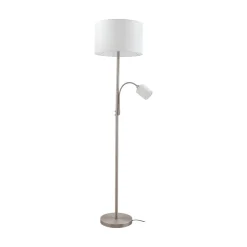 Lindby vloerlamp Jaileen, wit, textiel, 170 cm, leeslampje