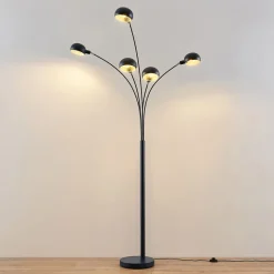 Lindby vloerlamp Jewa, zwart, metaal, 5-lamps, E14