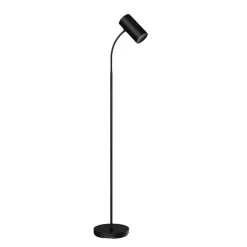 Lindby vloerlamp Karoli, zwart, 156cm, metaal, flexibele arm