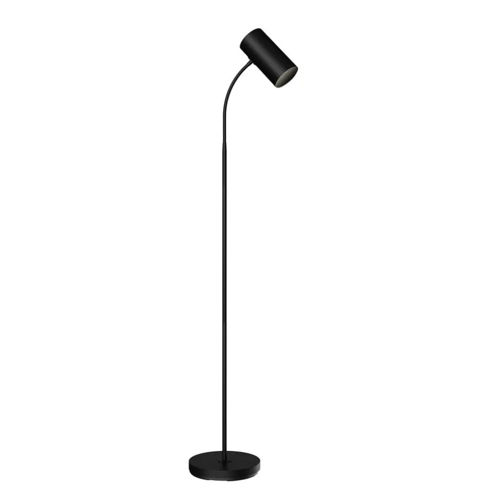 Lindby vloerlamp Karoli, zwart, 156cm, metaal, flexibele arm