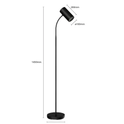 Lindby vloerlamp Karoli, zwart, 156cm, metaal, flexibele arm