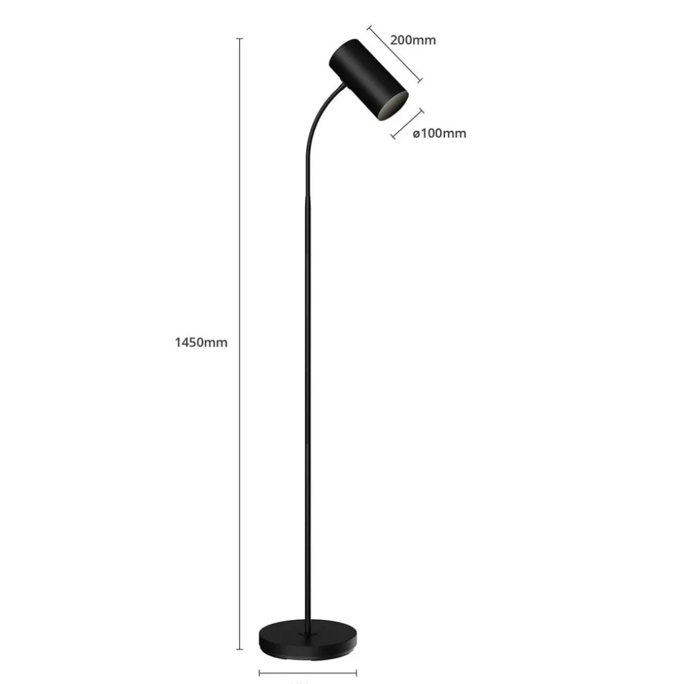Lindby vloerlamp Karoli, zwart, 156cm, metaal, flexibele arm