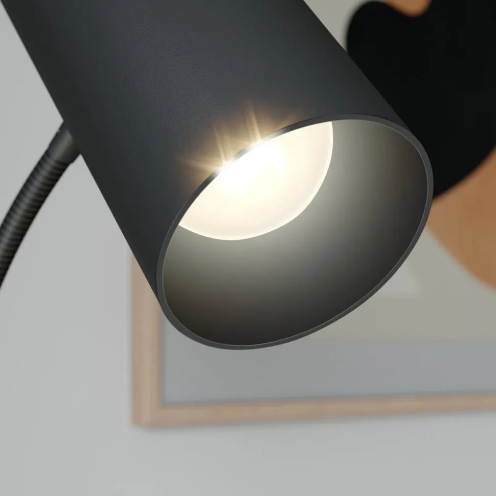 Lindby vloerlamp Karoli, zwart, 156cm, metaal, flexibele arm