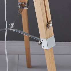 Lindby vloerlamp Katie, 162 cm, wit, textiel, hout, driepoot