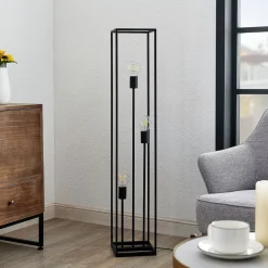 Lindby vloerlamp Krisha, zwart, metaal, 3-lamps, E27