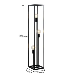 Lindby vloerlamp Krisha, zwart, metaal, 3-lamps, E27