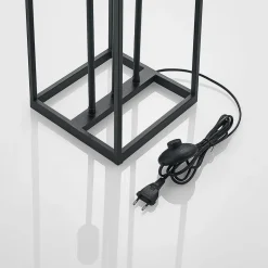 Lindby vloerlamp Krisha, zwart, metaal, 3-lamps, E27