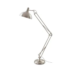 Lindby vloerlamp Leia, zilver, metaal, 180cm, draaibaar, E27