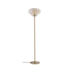 Lindby vloerlamp Lelia, amber, glas, metaal, 150 cm