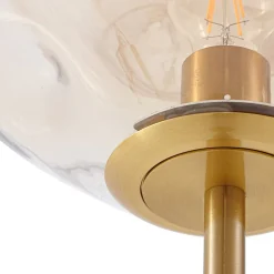 Lindby vloerlamp Lelia, amber, glas, metaal, 150 cm