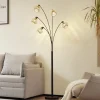 Lindby vloerlamp Lielle, natuurlijk bamboe, 5-lamps, 190 cm