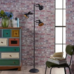 Lindby vloerlamp Lilly, zwart, metaal, 170cm, E14