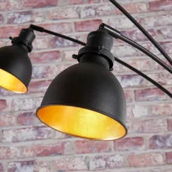 Lindby vloerlamp Lira, 5-lamps, hoogte 205 cm, zwart, goud