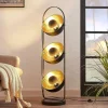 Lindby vloerlamp Muriel, 3-lamps, zwart/goud, metaal