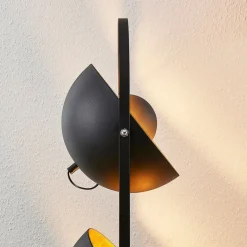 Lindby vloerlamp Muriel, 3-lamps, zwart/goud, metaal