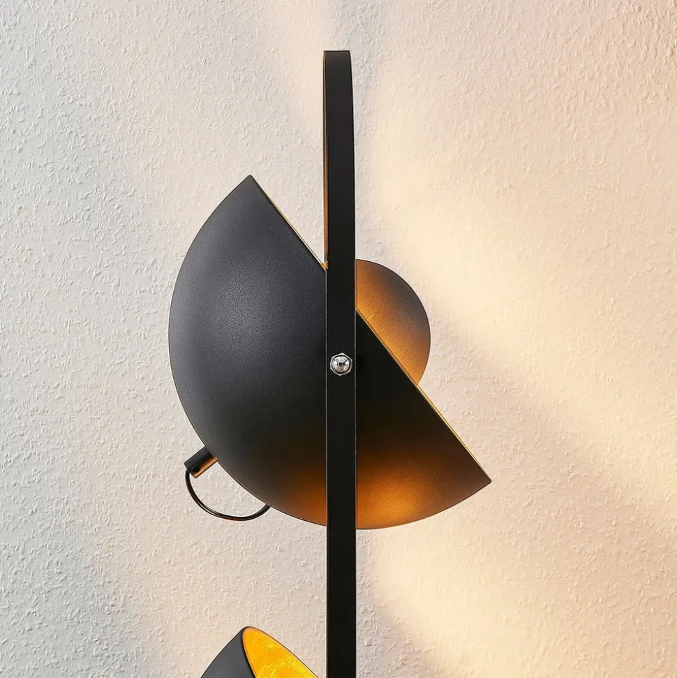 Lindby vloerlamp Muriel, 3-lamps, zwart/goud, metaal