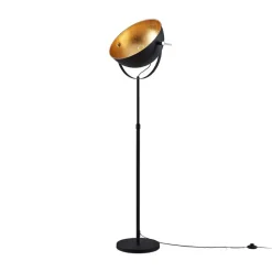 Lindby vloerlamp Muriel, 1-lamp, zwart/goud, metaal