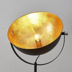 Lindby vloerlamp Muriel, 1-lamp, zwart/goud, metaal