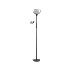 Lindby vloerlamp Nehemia, zwart, glas, leeslampje, 185 cm