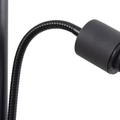 Lindby vloerlamp Nehemia, zwart, glas, leeslampje, 185 cm