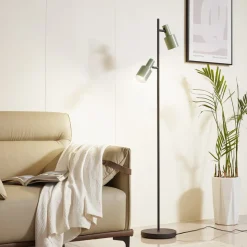 Lindby vloerlamp Ovelia, groen/zwart, metaal, E27