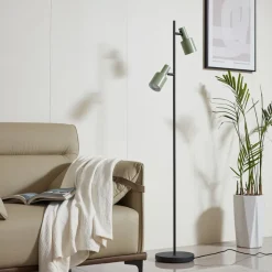 Lindby vloerlamp Ovelia, groen/zwart, metaal, E27