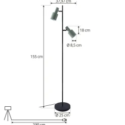 Lindby vloerlamp Ovelia, groen/zwart, metaal, E27