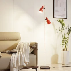 Lindby vloerlamp Ovelia, oranje/zwart, metaal, E27