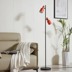 Lindby vloerlamp Ovelia, oranje/zwart, metaal, E27