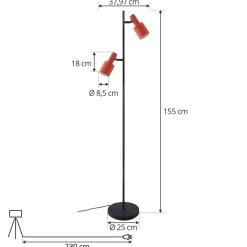 Lindby vloerlamp Ovelia, oranje/zwart, metaal, E27