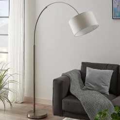 Lindby vloerlamp Railyn, wit, stof, 200cm, E27